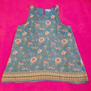 Blue sleeveless blouse